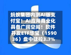 蚂蚁集团内测AI版支付宝！AI应用商业化具备广阔空间！软件开发ETF华宝（159036）盘中猛拉3.7%-第2张图片