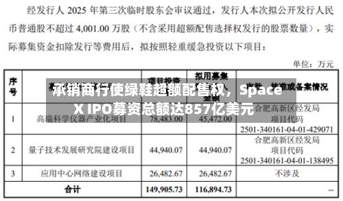 承销商行使绿鞋超额配售权	，SpaceX IPO募资总额达857亿美元-第2张图片