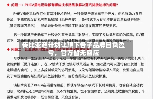 传比亚迪计划让旗下各子品牌自负盈亏	，官方暂无回应-第3张图片