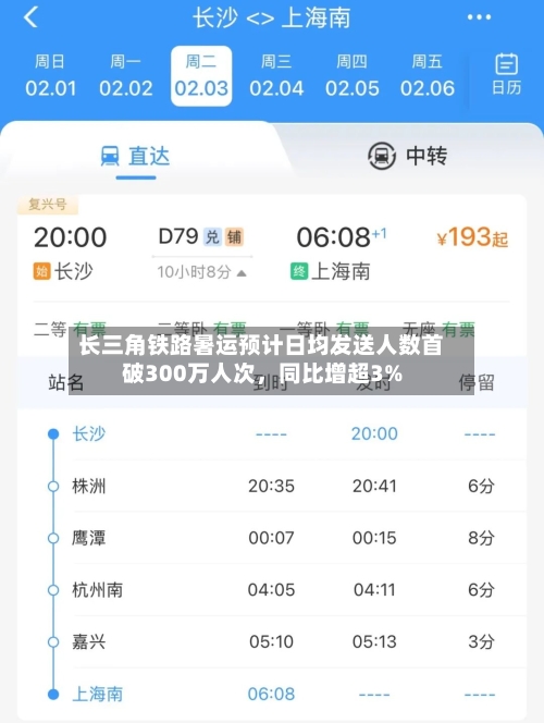 长三角铁路暑运预计日均发送人数首破300万人次，同比增超3%-第2张图片