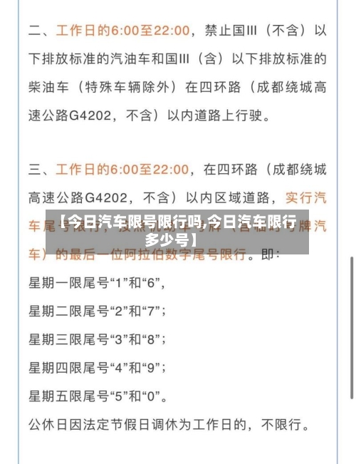 【今日汽车限号限行吗,今日汽车限行多少号】
