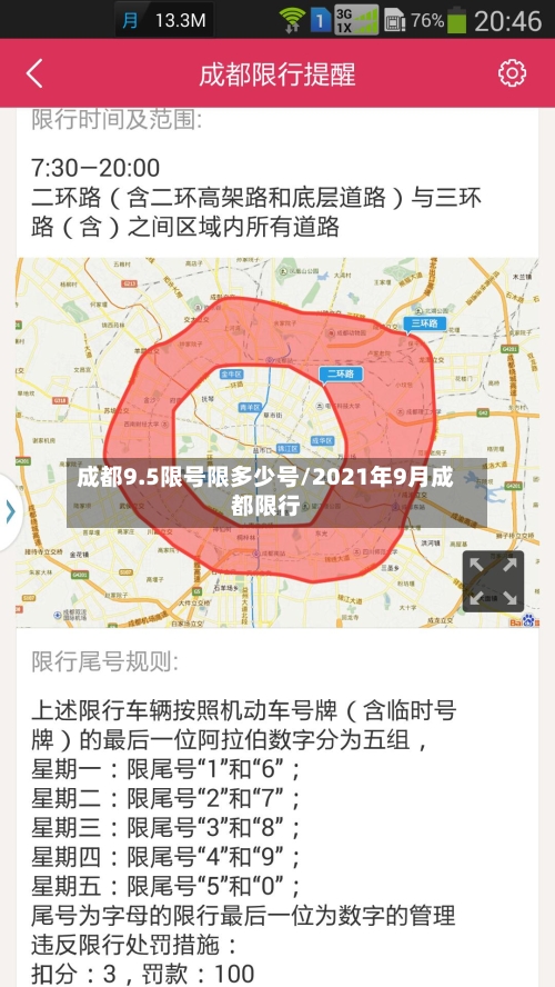 成都9.5限号限多少号/2021年9月成都限行